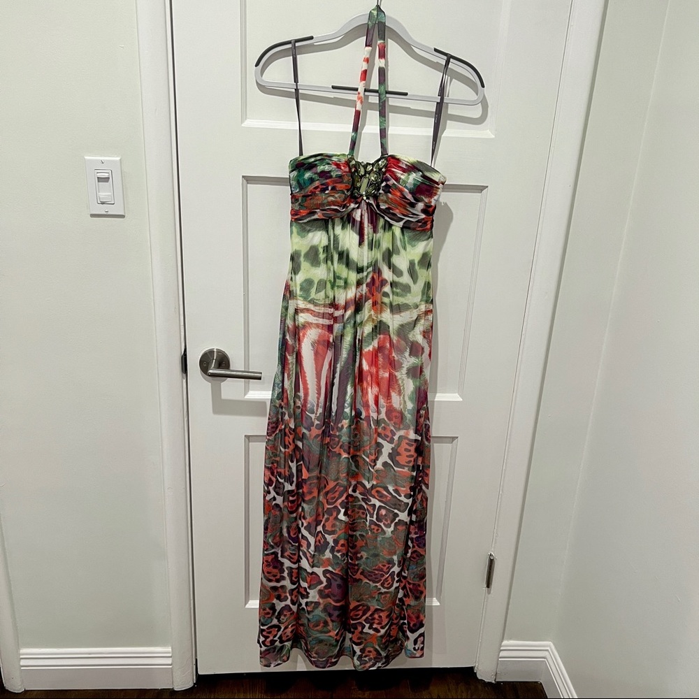 Boston Proper Multi Animal Print Summer Maxi Dress Size O